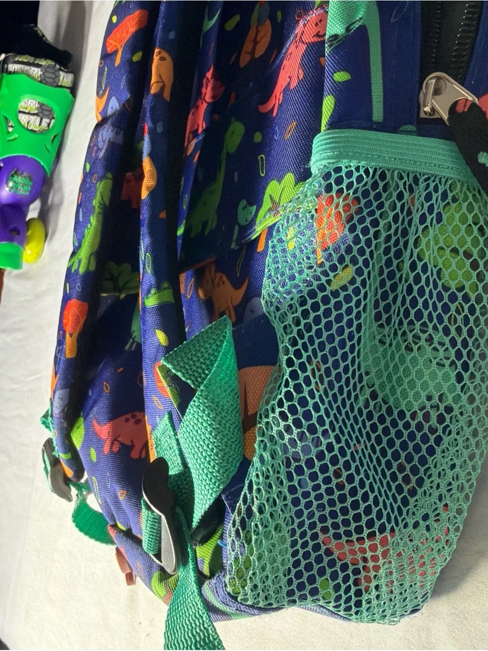 Children's Dino Print Backpack - Blue & Green